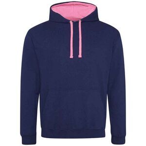 Awdis Womens/Ladies Varsity Hoodie / Oxford Navy/Candyfloss Pink